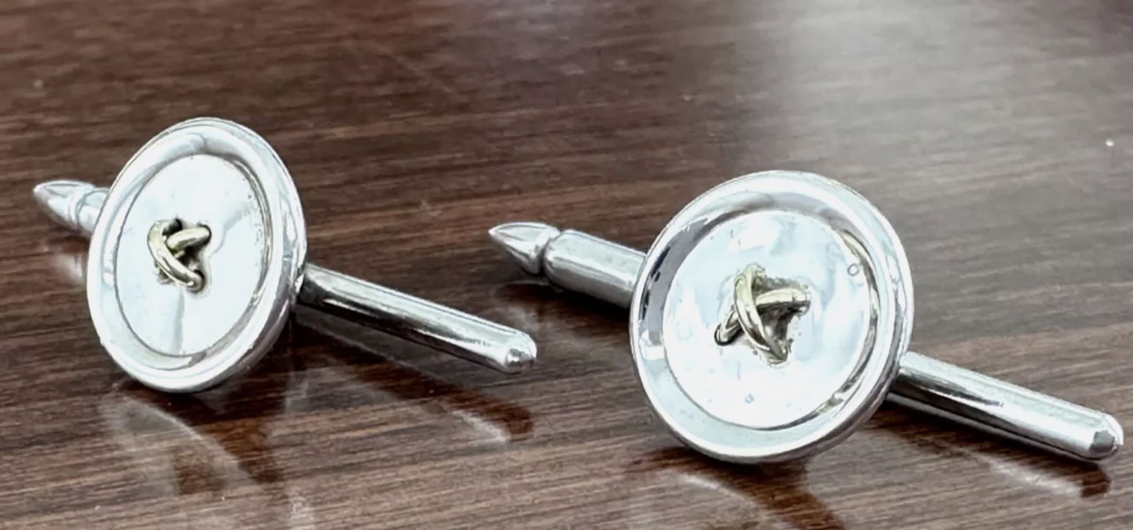 TIFFANY & CO STERLING SILVER & 18K GOLD BUTTON Cufflinks (1 of 6)