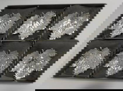 Gianmaria Buccellati Sterling Silver 925 Vine Leaf Dish Tray Bowl w Box sET OF 6: Gianmaria Buccellati Sterling Silver 925 Vine Leaf Dish Tray Bowl w Box sET OF 6. Measures approx 3 1/8" WIDE.