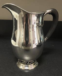 American Sterling Silver Water Pitcher Attributed To La Paglia: American Sterling Silver Water Pitcher Attributed To La Paglia. Approx 29.1 troy oz inclusive of non sterling handle9 1/4 inches high