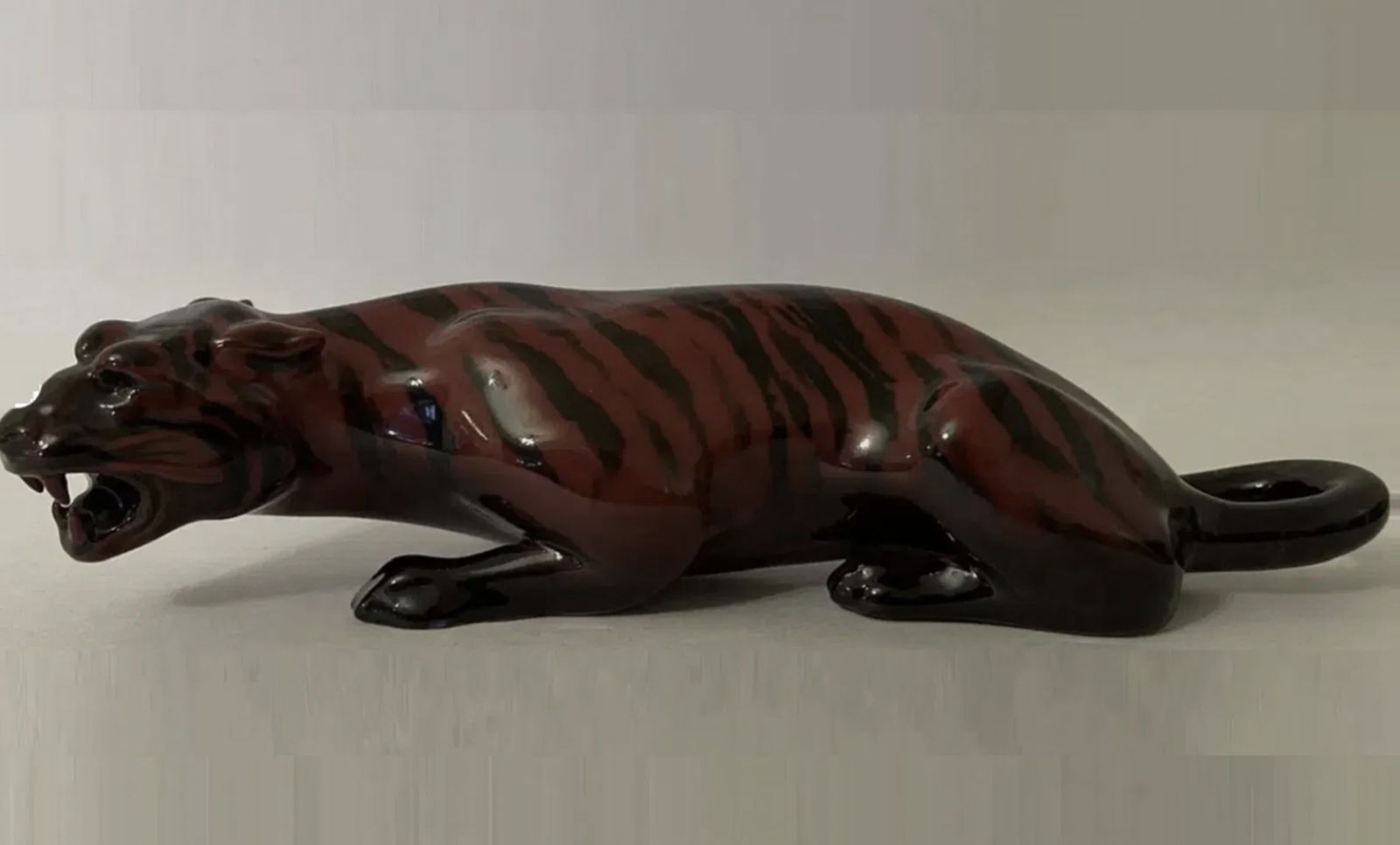 Royal Doulton Rare Flambe Crouching Tiger Signed By Charles Noke (1 of 8)