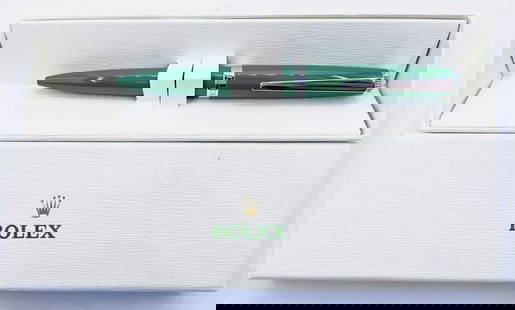 Rolex Ballpoint Pen Metal Green Lacquer Twist Pen With Original Box: Rolex Ballpoint Pen Metal Green Lacquer Twist Pen With Original Box