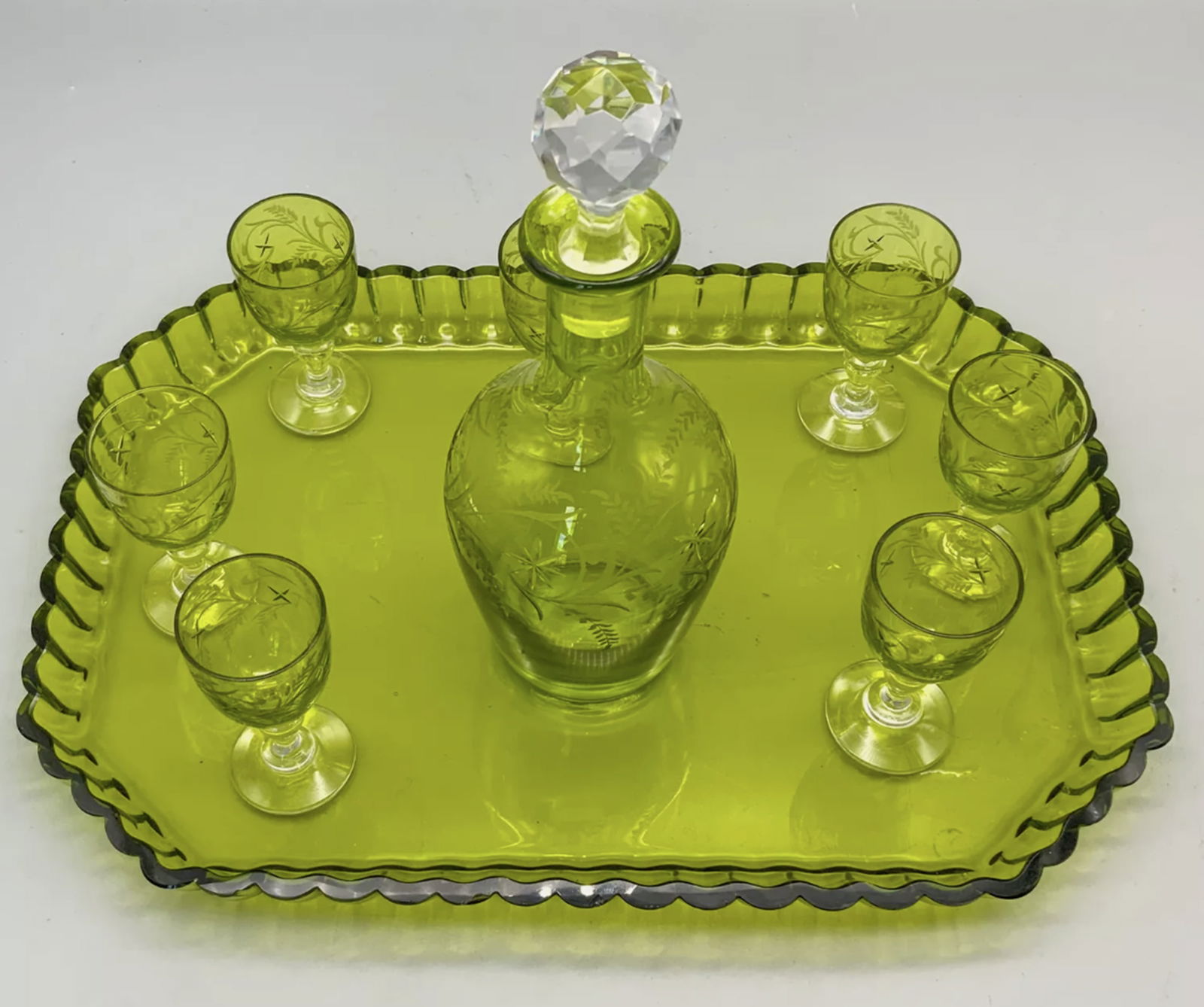 Baccarat Liquor Service Set Tray, Pitcher and glasses 1935 Made in  France (1 of 5)