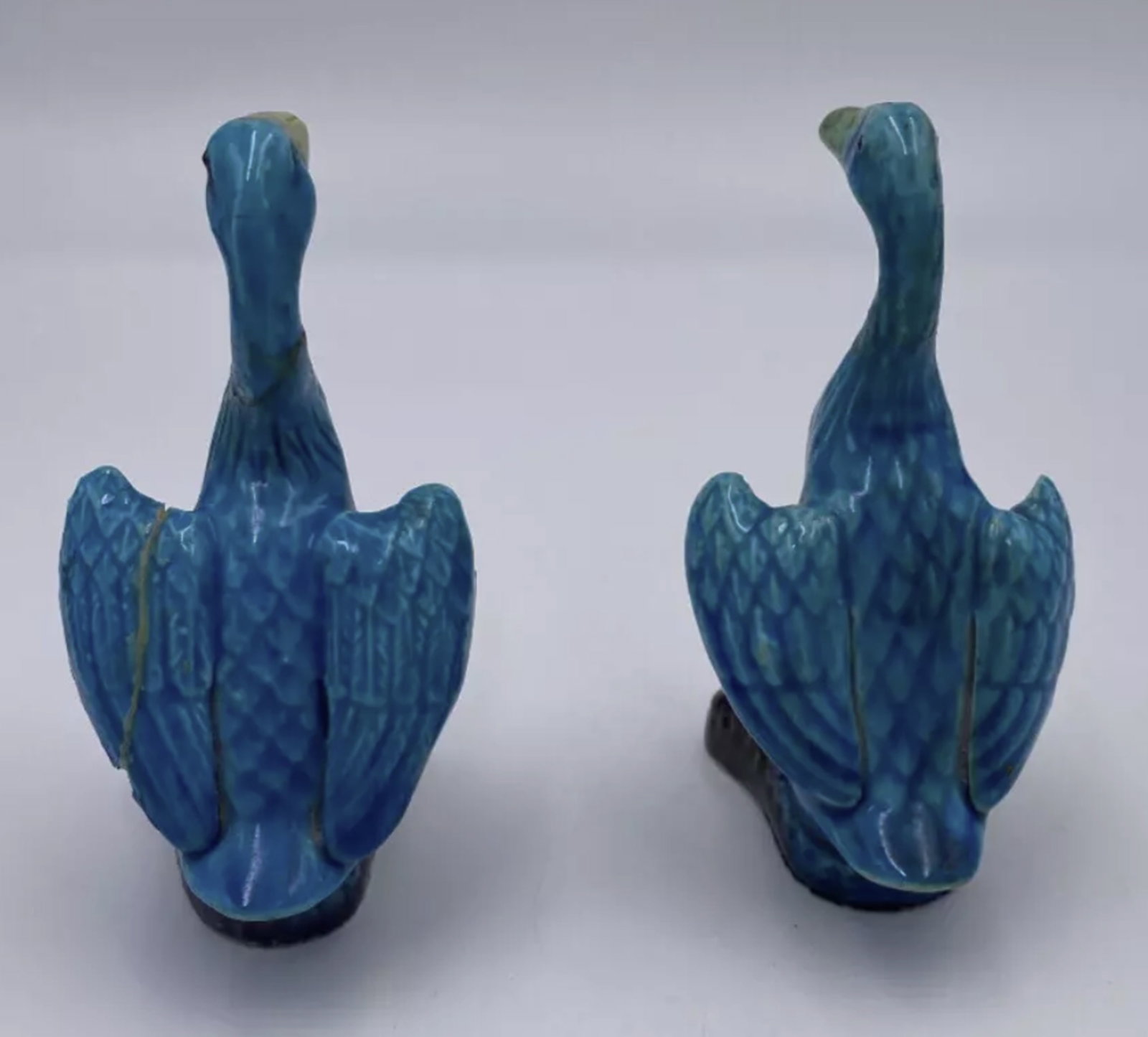 Chinese Porcelain Turquoise Glazed Duck Figurine Pair: Chinese Porcelain Turquoise Glazed Duck Figurines Measures approx 4.5" Duck Figurines