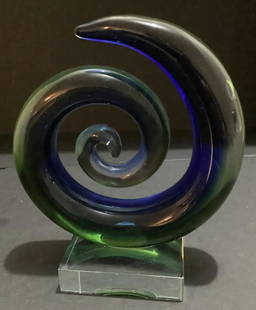 Murano Style Swirl Glass Sculpture: Murano Style Glass Swirl Sculpture Measures approx7 tall5.5