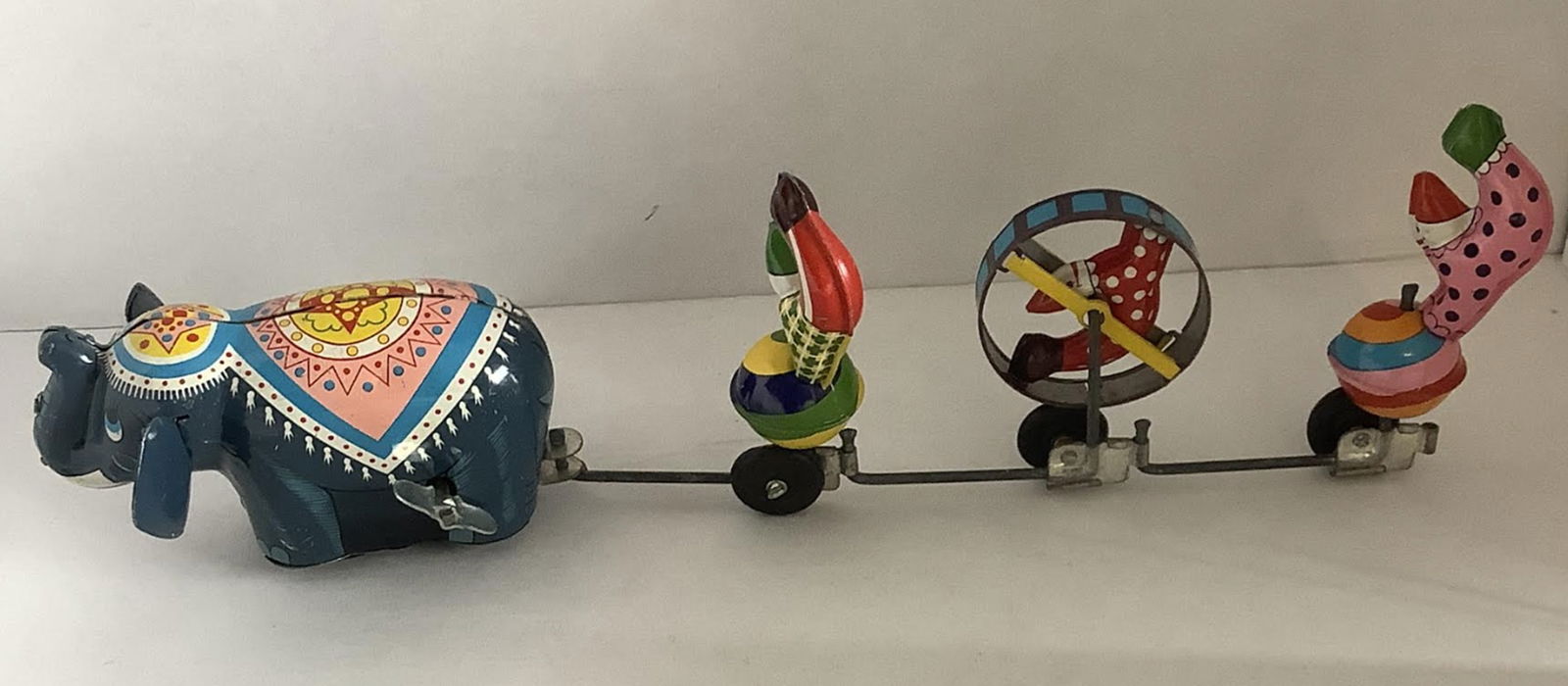 Japanese Tin Litho Windup TPS toy Circus Train with Key Works! (1 of 6)