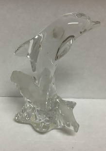German Crystal Dolphin Paperweight: German Crystal Dolphin Paperweight with orig sticker of Germany Measures Close 3 inches wideby 4.5 inches tall no chips or cracks