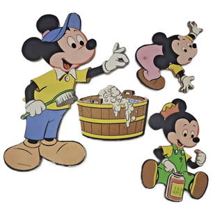 Disney Mickey Mouse Morty Ferdi Cardboard Wall Hanging Art 1960' Walt Disney Productions: Disney Mickey Mouse Morty Ferdi Cardboard Wall Hanging Art 1960' Disney Mickey Mouse Morty Ferdi Cardboard Wall Hanging Art 1960's Vintage. 3 pieces. Good condition. Expected wear with age