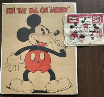 Disney Mickey " Pin The Tail ON Mickey" Original Art: Disney Mickey " Pin The Tail ON Mickey" Original Art Measures approx 18 3/4 inches wide 22 inches tall
