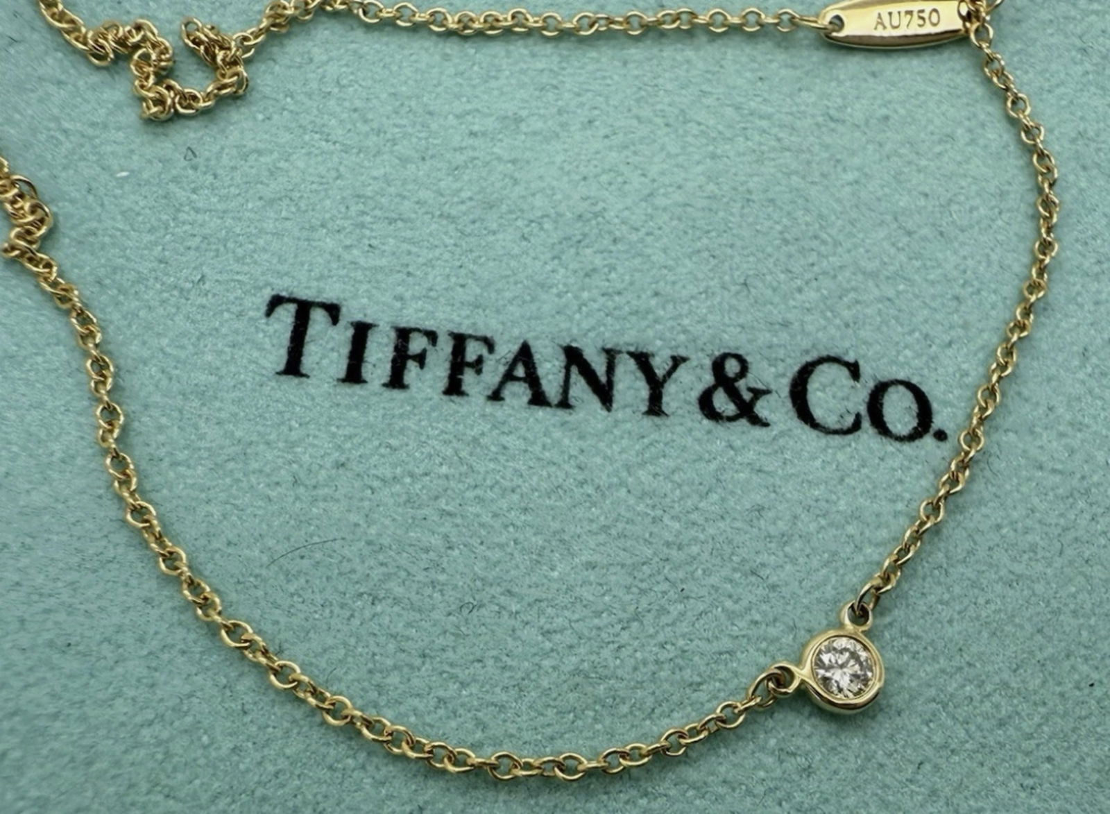 Tiffany & Co 18k Yellow Gold Elsa Peretti Diamond by the Yard Necklace. Witghh Box And Pouch (1 of 4)