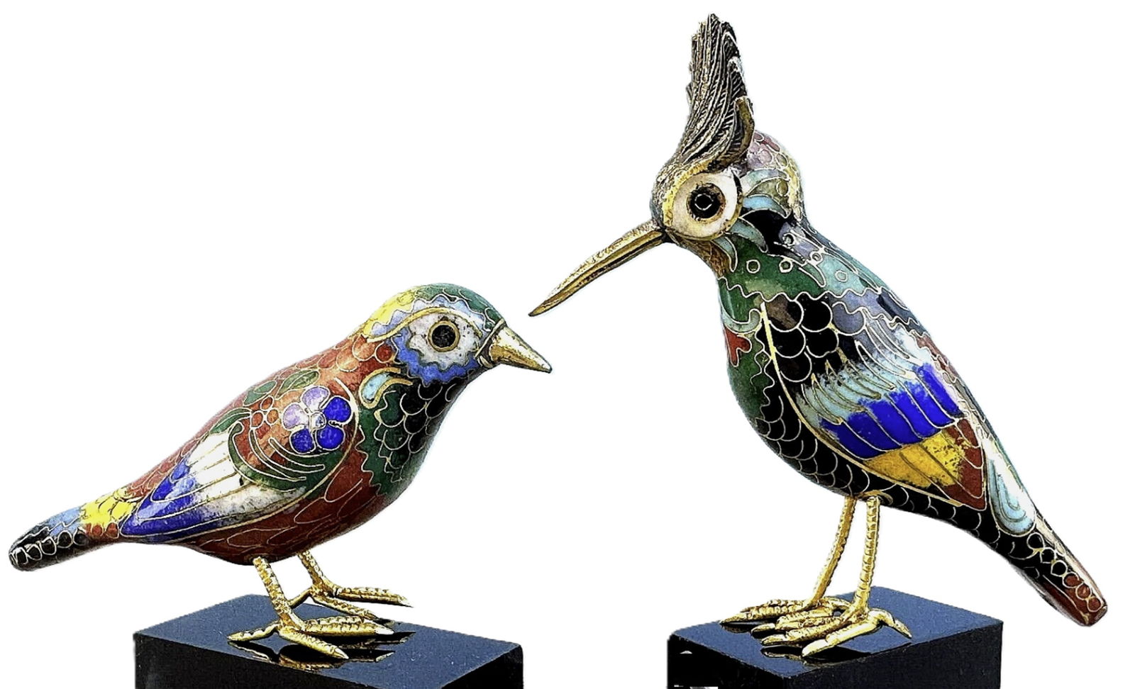 Chinese Cloisonne Pair of Birds: Chinese Cloisonne Pair of Birds