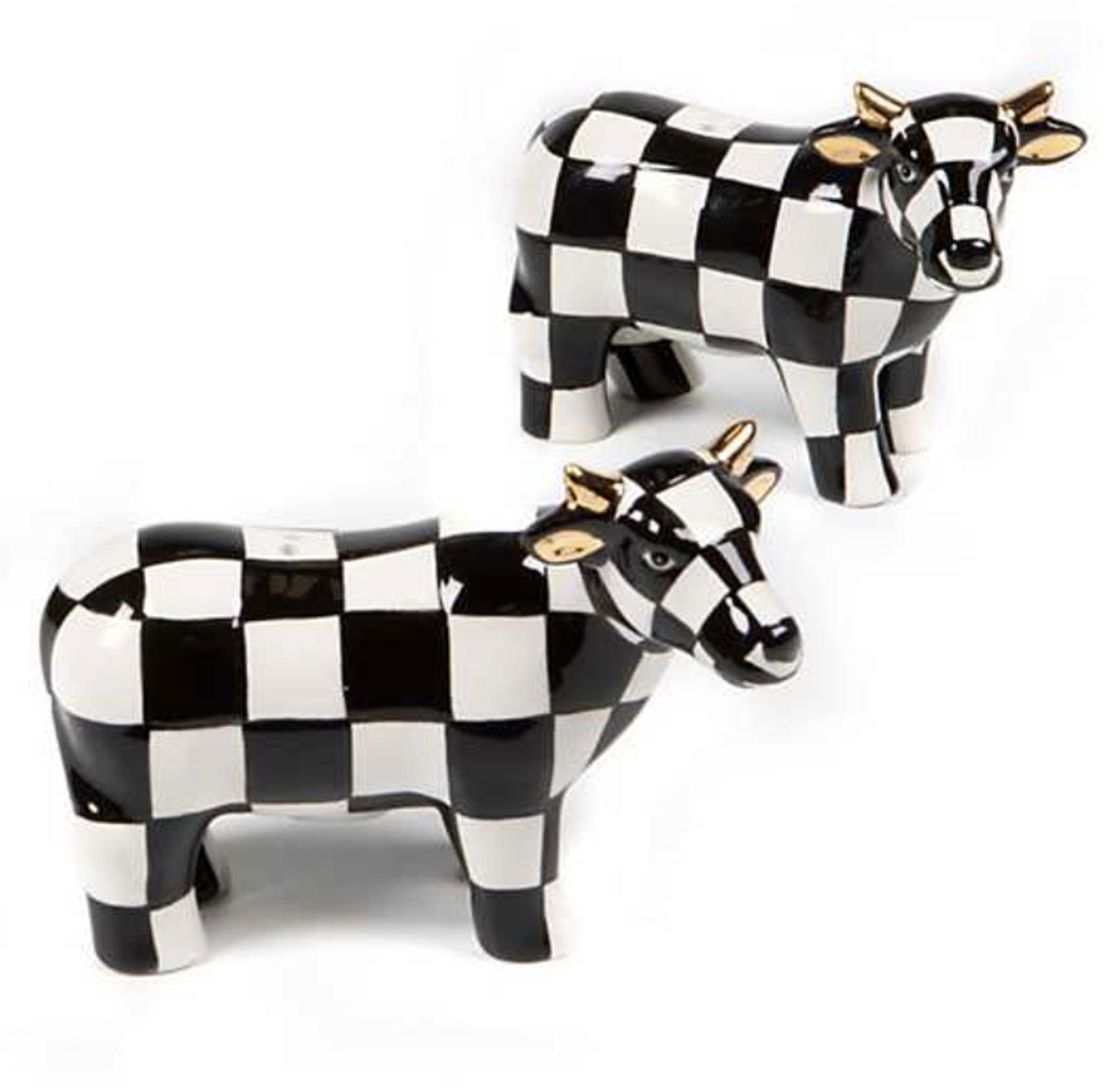 Mackenzie Childs Courtly Cow Salt And Pepper Shakers With Original Box (1 of 3)