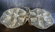 Mario Buccellati  Bowl Dish antique oysters plate decorated with seafood and crabs, Italy