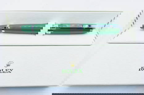 Rolex Metal Green Rollerball Pen Gift Set In Orig Box: Rolex Metal Green Rollerball Pen Gift Set In Orig Box