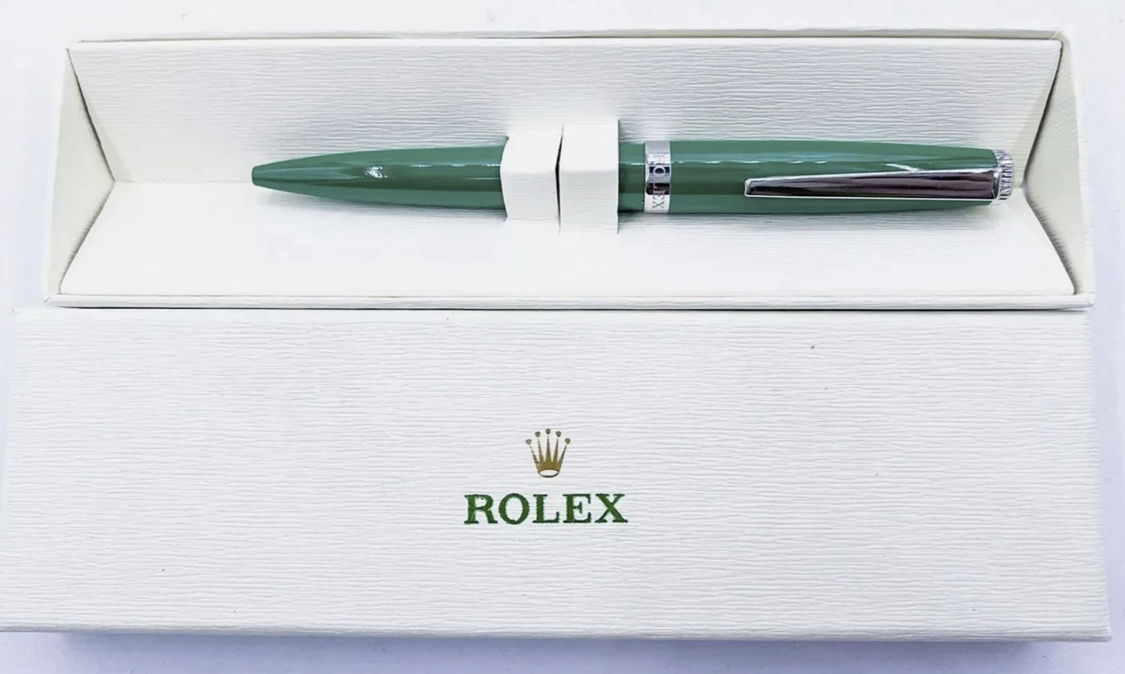 Rolex Ballpoint Pen Metal Green Lacquer Twist Pen With Original Box (1 of 5)