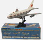 Yonezawa Tin Toy Airplane Japan Airlines JAL Boeing 747 Jumbo Jet With Orig Box Made in Japan WORKS!