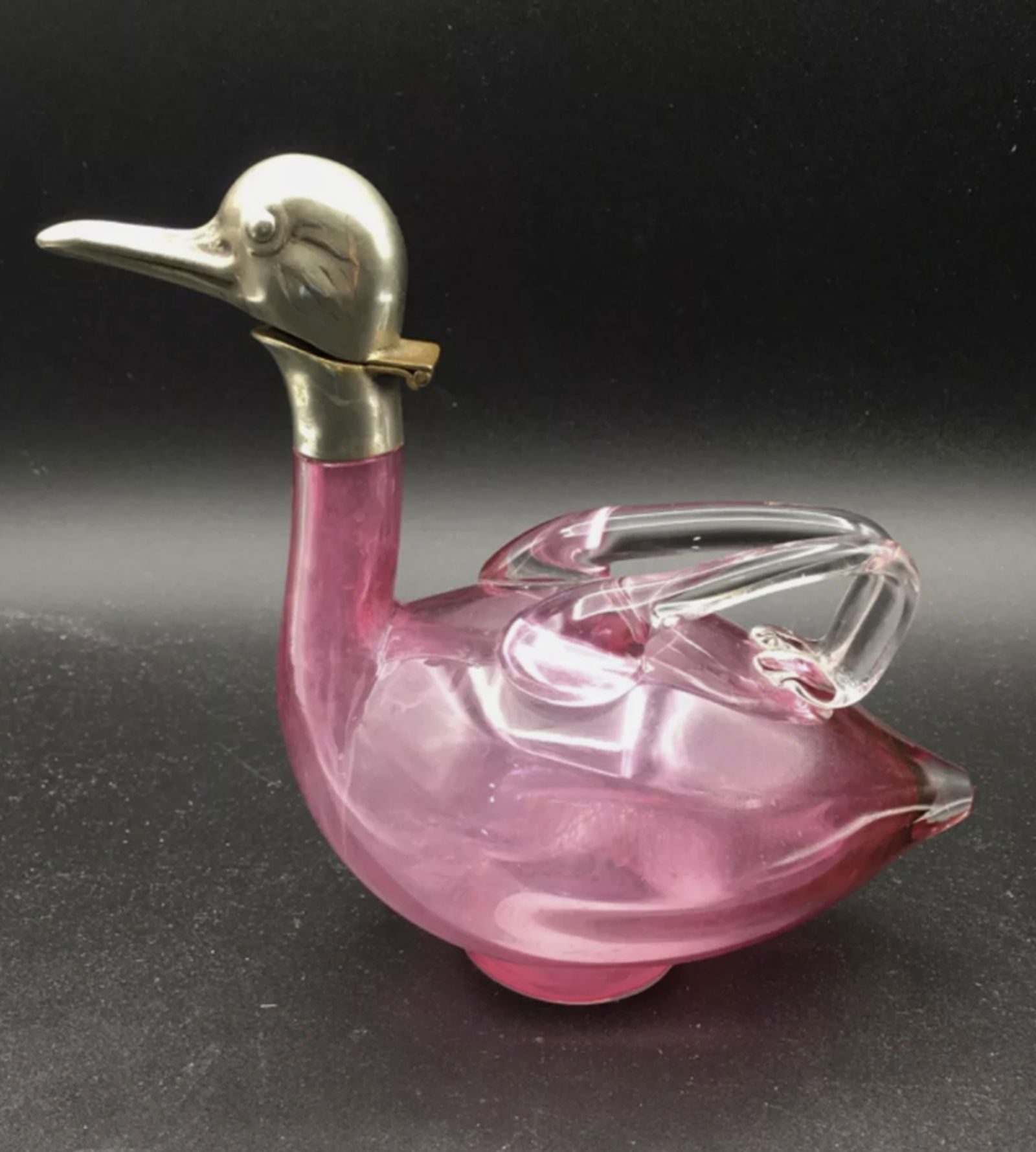 Czechoslovakia Cranberry Glass Novelty Duck Decanter Pitcher Jug, 1930's (1 of 7)
