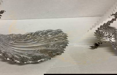 Gorham Sterling Silver Large Peacock Figurine, Sterling Silver Peacock Dish 9.5 inches Long
