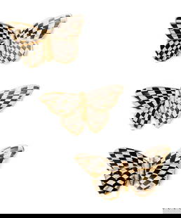 Mackenzie Childs Courtly Check ButterflyFigurine Magnets, Set of 3: Mackenzie Childs Courtly Check Butterfly Magnets, Set of 3 Measures approx 2.25-2.75" wide, 1.25-1.5" tall, 0.25" deep. They feature Courtly patterns, are finished with golden accents, and can be
