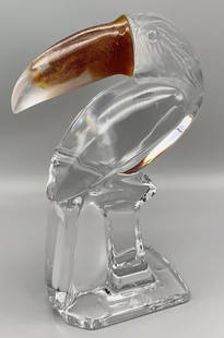 DAUM Signed Toucan Bird Figurine Statuette Madein France: DAUM Signed Toucan Bird Figurine Statuette Madein France