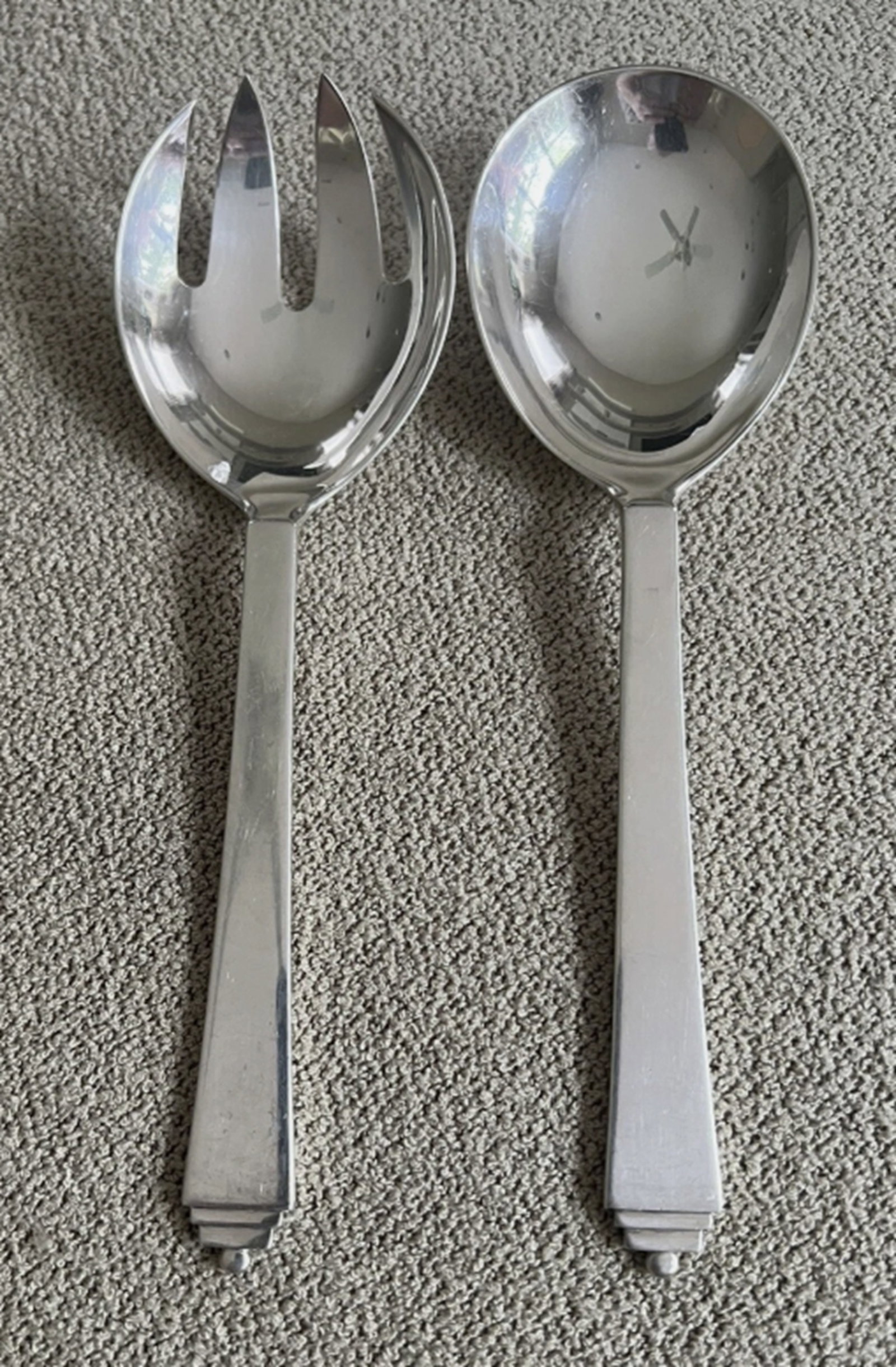 Georg Jensen Denmark Sterling SilverPyramid 8??All Salad Set: Georg Jensen Denmark Sterling SilverPyramid 8”All Salad Set