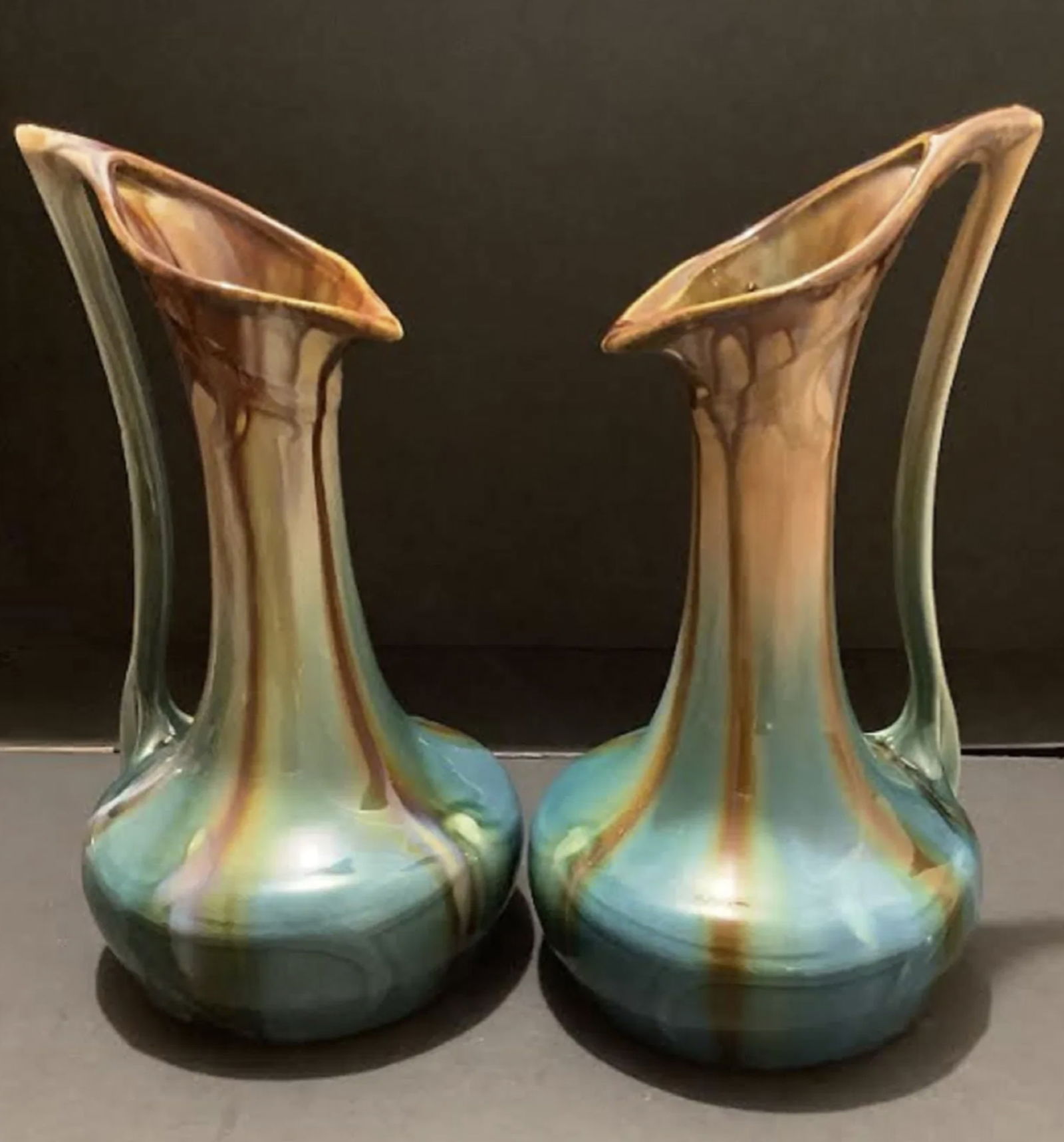 MADE IN BELGIUM PAIR POTTERY VASE (1 of 8)