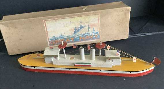 Japanese Wooden Boat with box: Japanese Wooden Boat with box String might need some adjustment due to its age. Measures approx 11.5 inches long
