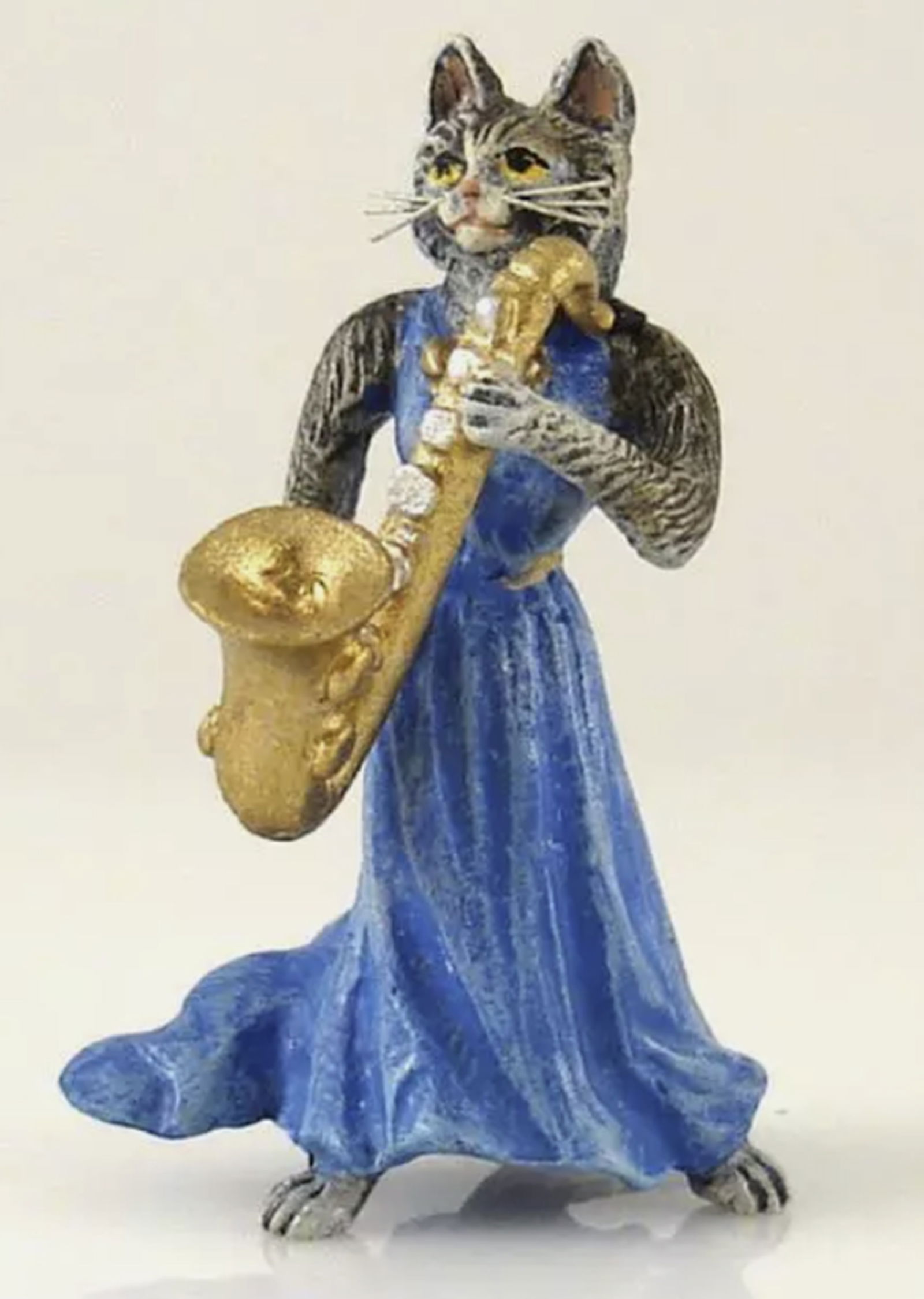 Fritz Bermann Austrian Vienna Bronze CAT LADY in Dress Musician with BASS FBW (1 of 6)