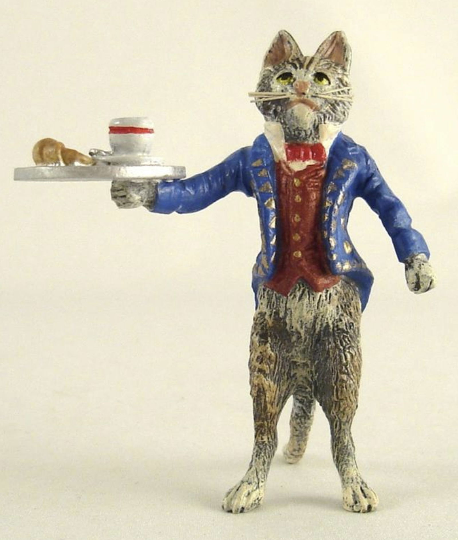 Fritz Bermann Austrian Vienna Bronze CAT AS WAITER Butler carrying breakfast  FBW (1 of 5)