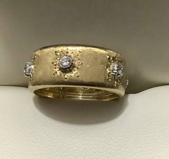 Buccellati 18K Gold Macri Band with Diamonds: Buccellati 18K Gold Macri Band with Diamonds. Diamonds: 0.30 total carat weightSize: 6 1/4