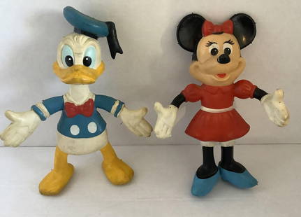 Disney Mickey and Donald Duck Bendy Figurines 1970s Made in Hong Kong: Disney Mickey and Donald Duck Bendy Figurines 1970s Made in Hong Kong. Measures approx 5 inches tall