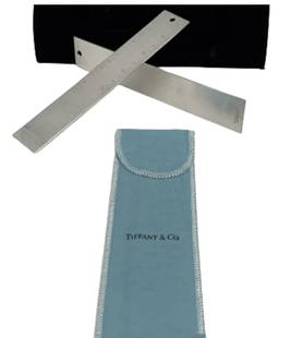 Tiffany & Co. Pair of Silver Metric Rulers in Classic Tiffany-Blue Pouch.: Tiffany & Co. Pair of Silver Metric Rulers in Classic Tiffany-Blue Pouch. Tiffany & Co. Pair of Silver Metric Rulers in Classic Tiffany-Blue Pouch. Set of 2 Tiffany & Co. silver plate metric rulers me