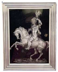 Del Conte Sterling Silver Italian Frame in Mid-Century Modern Style: Del Conte Sterling Silver Italian Frame in Mid-Century Modern Style. Del Conte, sterling silver picture frame, made in Italy, in sleek and elegant Mid-Century Modern design. The outer dimensions are 1