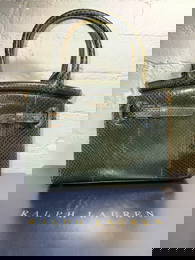 Ralph Lauren Collection Mini RL 50 Dark Green Lizard Handbag