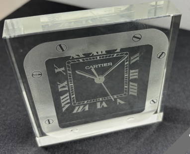Cartier Crystal Clock Paperweight: Cartier Crystal Clock Paperweight