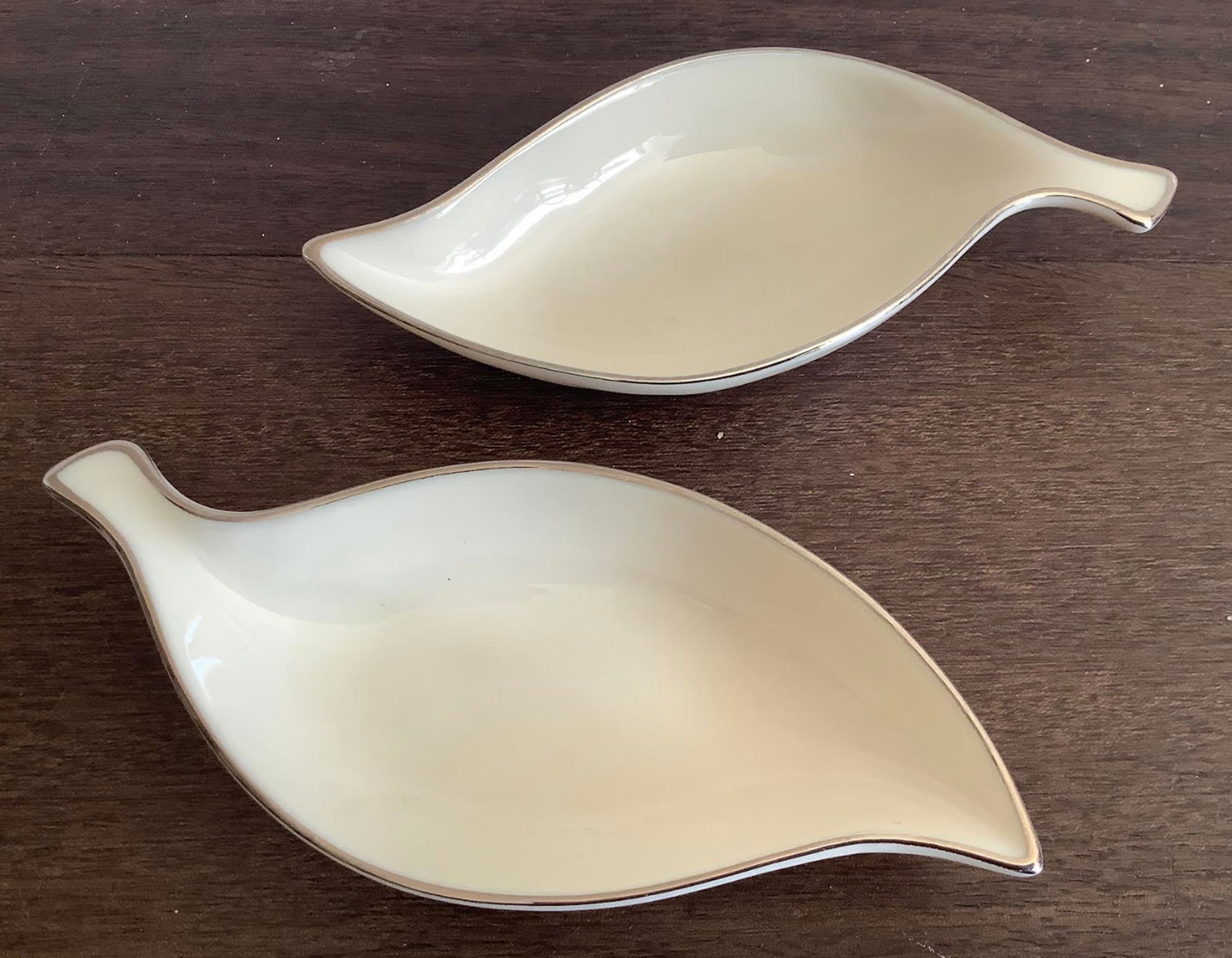 Lenox Signed Porcelain Leaf Trinket Dish Pair (1 of 5)