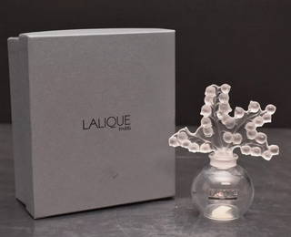 Lalique Signed Clairefontaine Lily of the Valley Glass Crystal Perfume Bottle With Original  Box