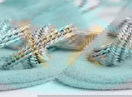 Tiffany & Co. Sterling Silver 925 and 18K Gold Cufflinks with Orig Box: Tiffany & Co. Sterling Silver 925 and 18K Gold Cufflinks with Orig Box