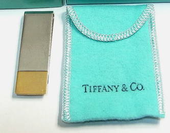 Tiffany & Co. Sterling Silver 925 and  18K  Money Clip Holder With Original Box