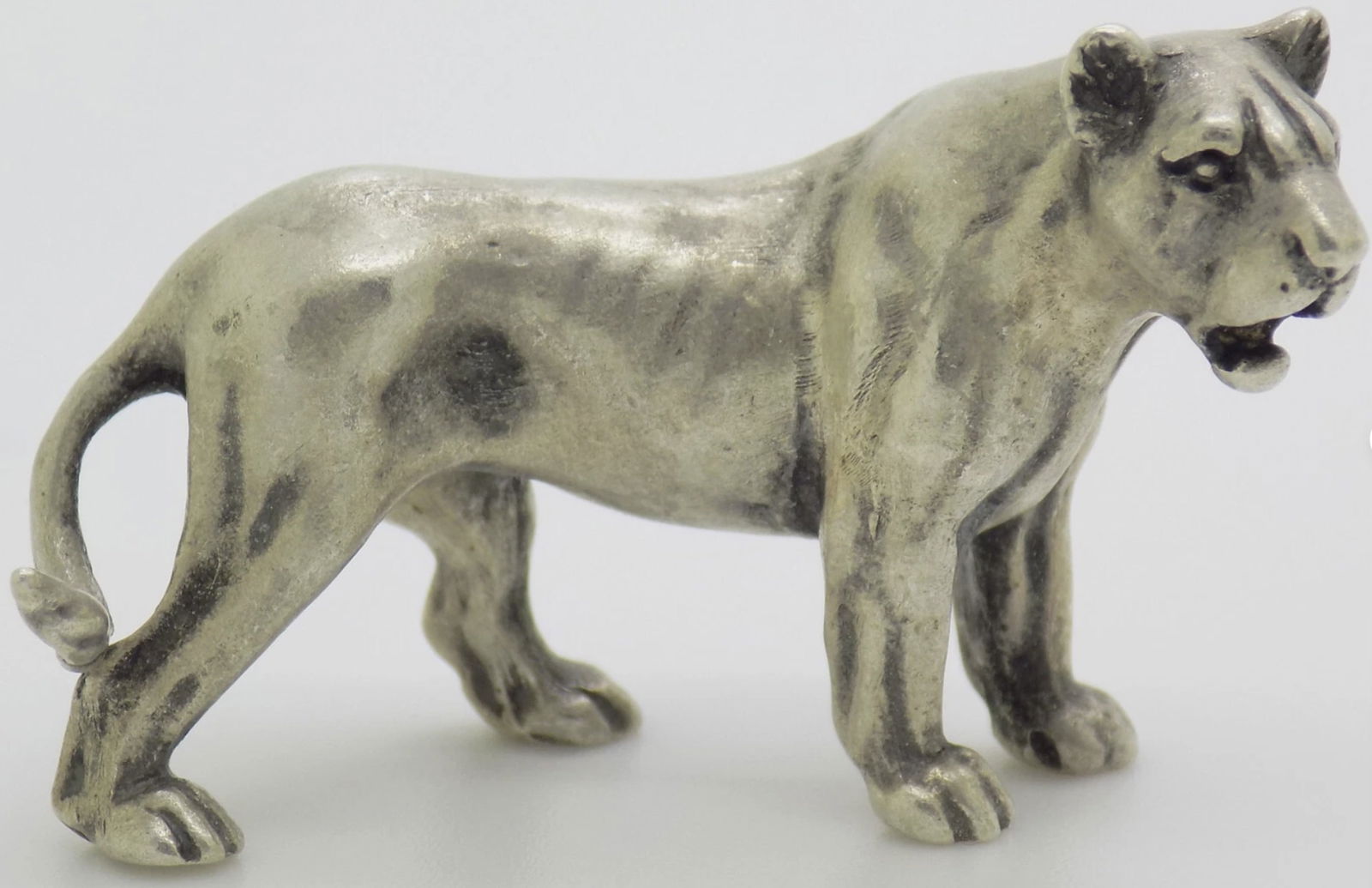 Italian Sterling Silver Lioness Figurine 800 Handmade Arezzo Animal 1970s (1 of 5)