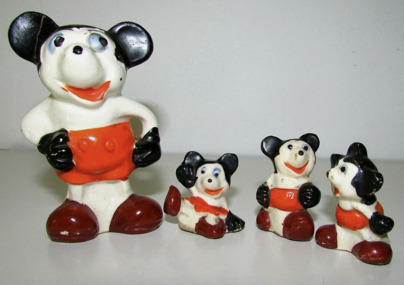 WALT DISNEY EARLY MICKEY MINNIE MOUSE BISQUE MINIATURE JAPANESE FIGURINES (1 of 6)