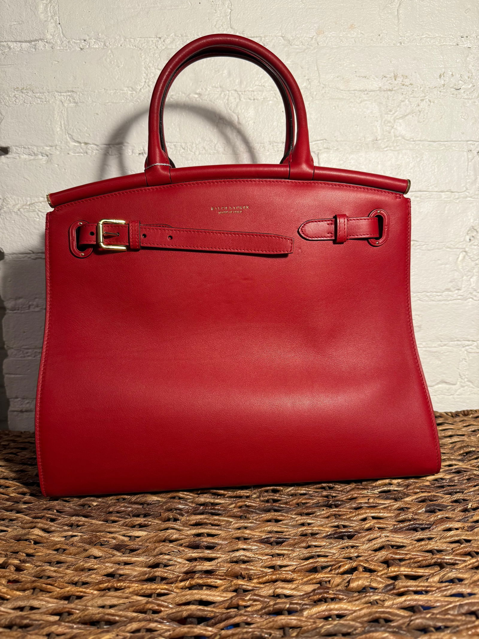 Collection Ralph Lauren Large RL 50 Handbag Red calfskin leather Never used with removable crossbody (1 of 11)