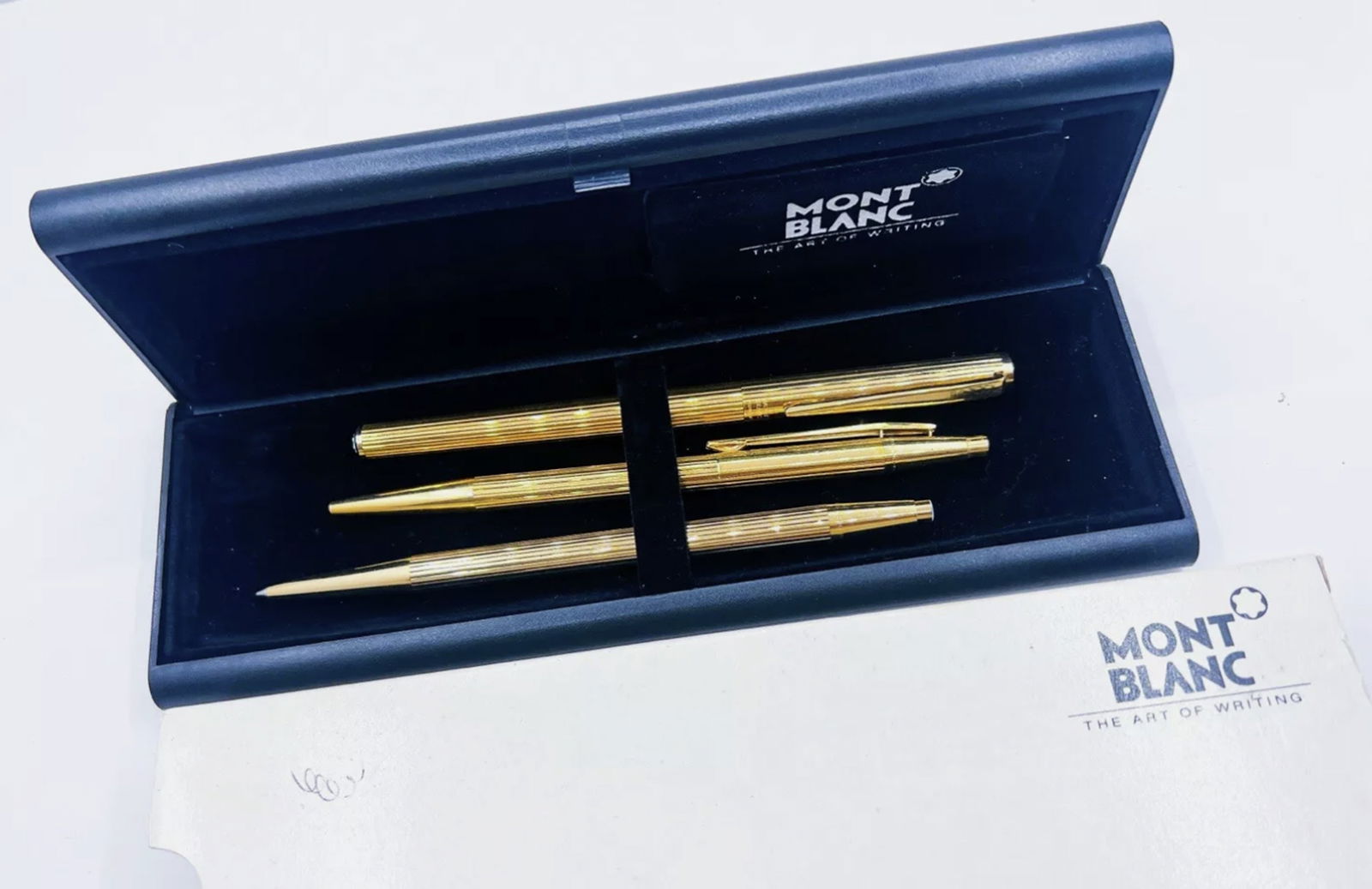 Montblanc Noblesse Gold Plated Mechanical Pencil Ballpoint Fountain Pen 14k Box (1 of 9)