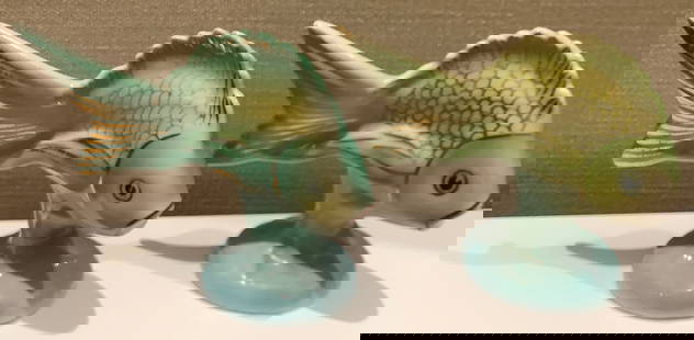 Hollohaza Hungary Signed Porcelain Fish Hand Painted With Gold Accents. set of 2: Hollohaza Hungary Signed Porcelain Fish Hand Painted With Gold Accents. set of 2 .Each one measures approx 4 Inches in length, and stands 3.25 inches high. No chips or cracks
