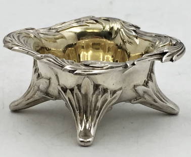 Tiffany & Co. Sterling Silver 1879 Chrysanthemum Pattern Open Salt in Art Nouveau Style: Tiffany & Co. Sterling Silver 1879 Chrysanthemum Pattern Open Salt in Art Nouveau Style. Designed by Charles Grosjean and released in 1880, Chrysanthemum pattern was discontinued in 1934, but, due to