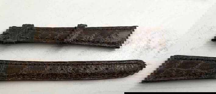 G. Buccellati Rare Set of 2 Brown Thin Watch Leather Straps New: G. Buccellati Rare Set of 2 Brown Thin Watch Leather Straps New. signed in the back. The smaller part measures 2 3/4'' in length by 1/2'' in width (70 mm by 13 mm) while the larger part measures 4'' i