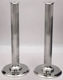 Pair of Georg Jensen by S. Bernadotte Sterling Silver Candlesticks #855B with Original Boxes