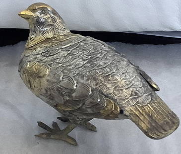 Sterling Silver With Gilted Design Pheasant Bird Figurine Made in Spain: Sterling Silver With Gilted Design Pheasant Brid Figurine Marked Sterling measuress aprrox 6 inches wide and 4 inches tall