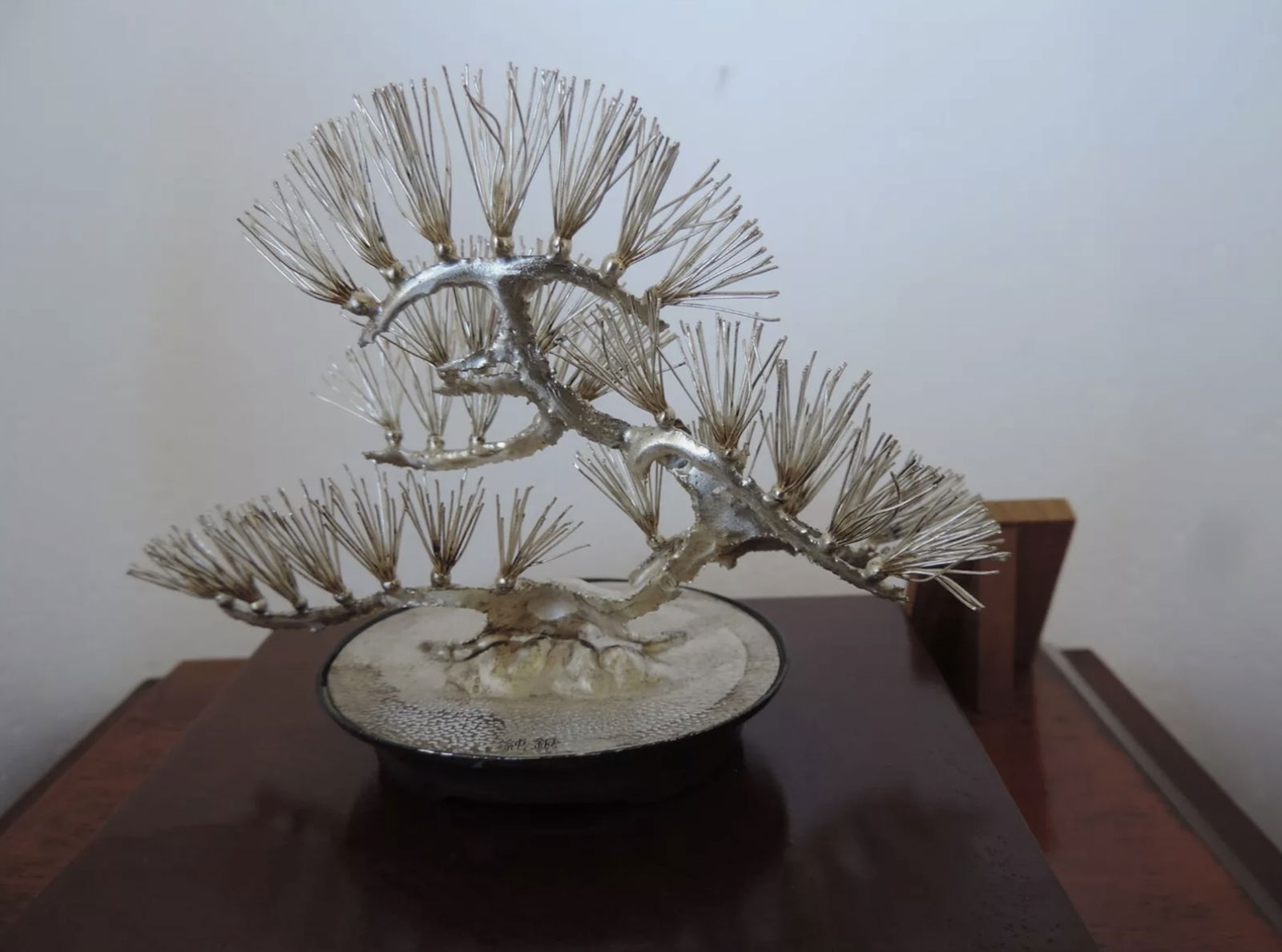 JAPANESE STERLING SILVER BONSAI PINE TREE SCULPTUR BY MITSUNORI JAPAN (1 of 4)
