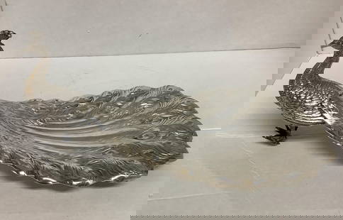 Gorham Sterling Silver Large Peacock Figurine, Sterling Silver Peacock Dish 9.5 inches Long: Gorham Sterling Silver Peacock Figurine Dish Bowl. Measures approx 9 1/2" long.Marked Durgin-Gorham on the bottom.5 1/4" wide3 1/2" tall