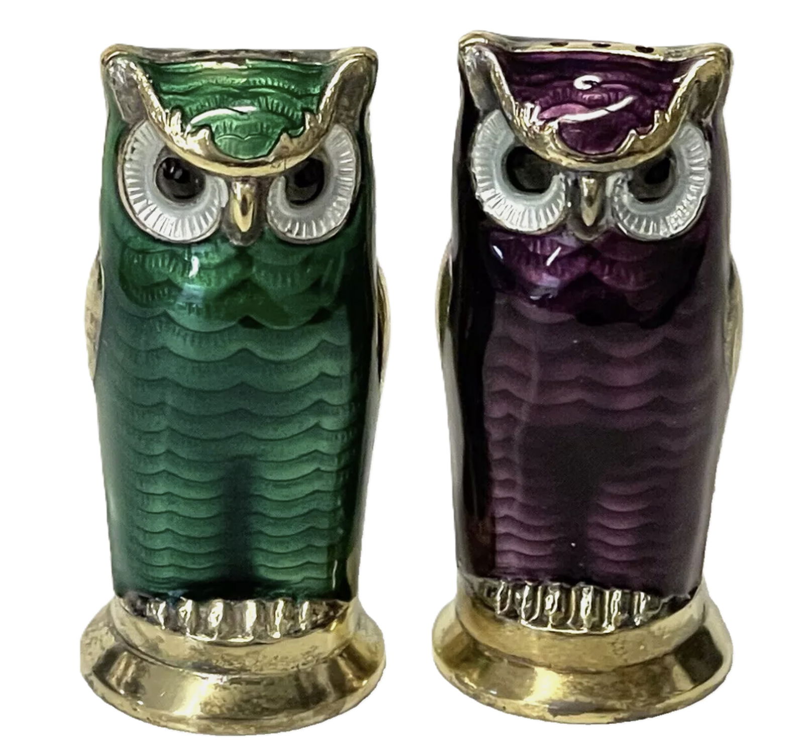 David Anderson Sterling Silver Enamel Owl Salt And Pepper Shakers Made in Norway (1 of 6)